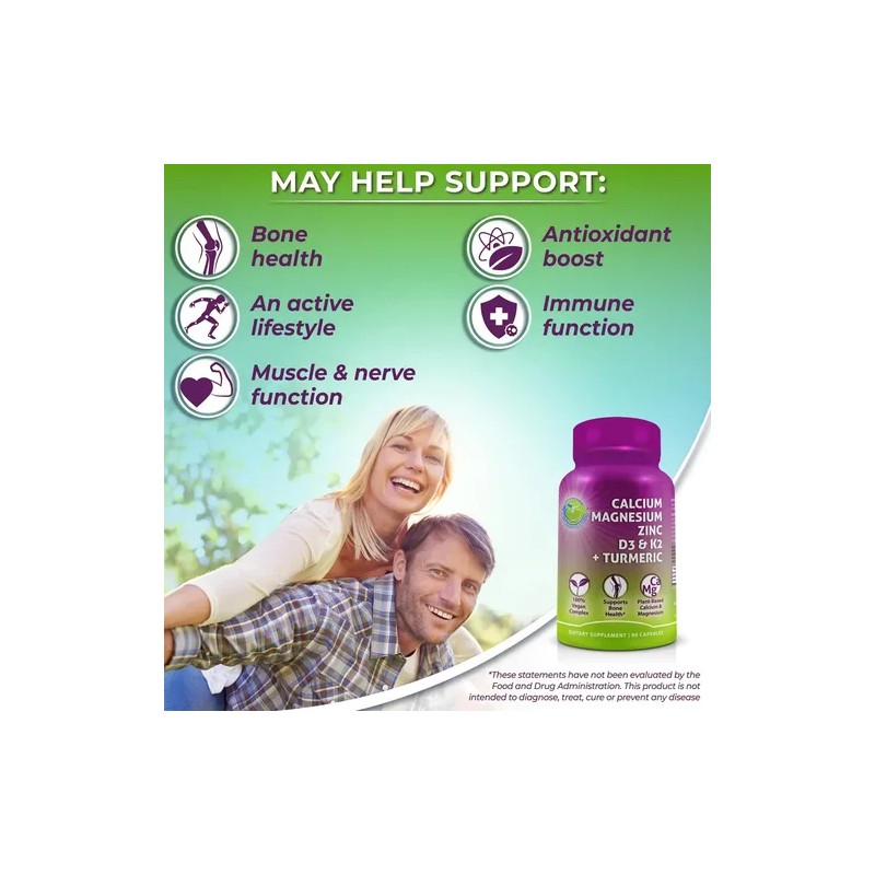 Calcio Vegetal Aquamin 500 Mg Con Magnesio Zinc 90 Capsulas