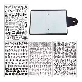 Finger Angel Placas Estampadoras 4pcs Nail Art Con Organizador Xl11-14