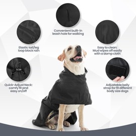 Nanaki Dog Raincoat with Hood Poncho-Waterproof Dog Rain Jacket Reflective Strip, Adjustable Rainproof Leash Hole Rain Coat Windproof for Puppy Medium Large Dogs Outdoor, Snow, Heavy Rain