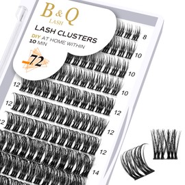 BQ Lash Individual Eyelashes, 72 Clusters, Coloured Eyelashes, Individual at Home Cluster Lashes, B48, B01, B02, B09, Black Eyelashes for DIY Eyelash Extensions, DIY Eyelashes (B48, D - 8-16 Mix)
