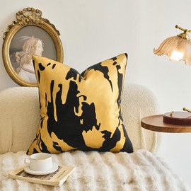 Tycdiose Gold Foil Printing Throw Pillow Cover 22 x 22 Inch Decorative Couch Pillow Cover Luxe Thick Black Velvet Cushion Covers Case Modern Pillowcase for Couch Sofa Bed Living Room