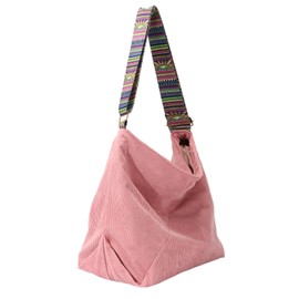 Emprier Corduroy Tote Bag for Women Large Shoulder Hobo Bag Boho Fashion Handbag Purse, Pink