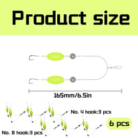 Pack of 6 Double Hook Reverse Bottom Rig, Double Hook with Inverted Base Line, 2025 Double Hook Rig for Inverted Floor, Fishing Hooks, Carp Fishing Hair Rigs, Anti Tangle Fishing Hooks, Hook More