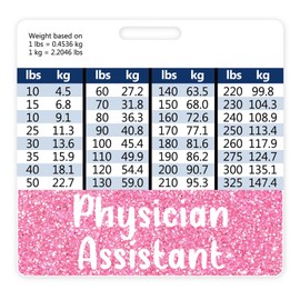 Plifal Physician Assistant PA Badge Buddy Card Holder Nursing Accessories Horizontal ID Name Identification Tags Nurse Work W Height & Weight Conversion Charts