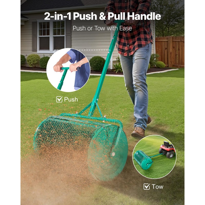 VEVOR Compost Spreader, 24 in Wide Peat Moss Spreader with
