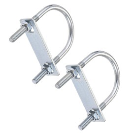 TOP-VIGOR 2 sets M8 Round U-Bolts, 55mm Inner Width 100mm Length Steel U-Bolts with Nut, Plate for Building Installations Mechanical Parts Connection Cehicles Ships