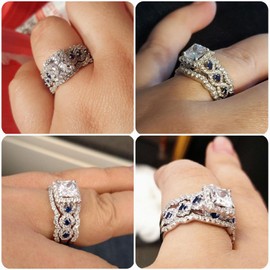 Newshe 2.5CT 925 Sterling Silver CZ Engagements Rings Wedding Bands for Women 3PCS Bridal Rings Sets Cubic Zirconia Princess Promise Rings for her Size 11