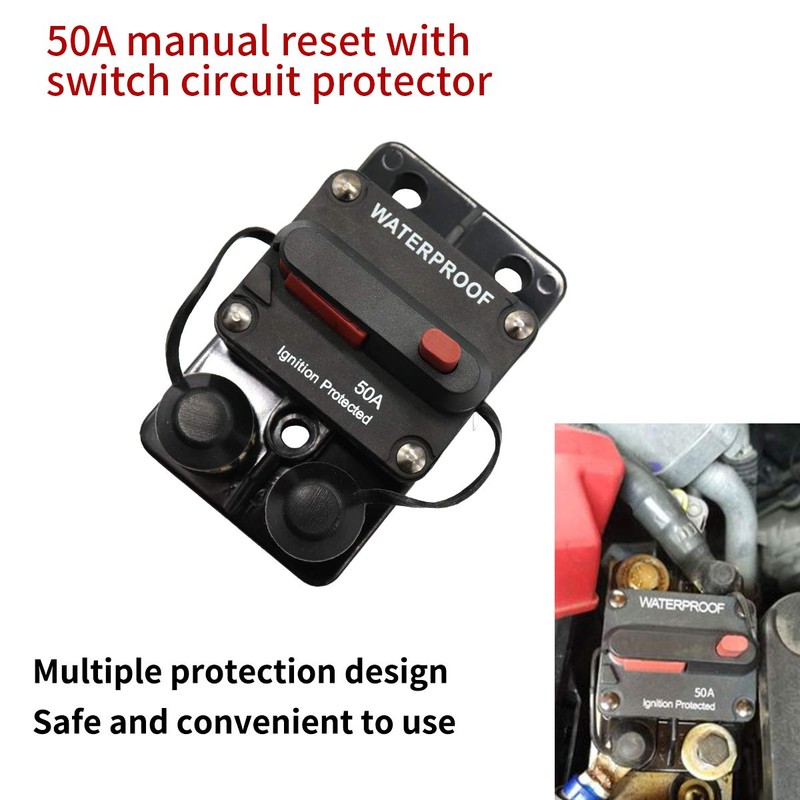 ZOOKOTO 12-48V DC 50A Surface Mount Circuit Breaker with Manual