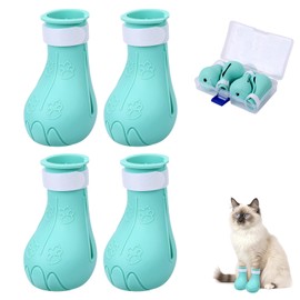 Gosknor 4 Pcs Silicone Cat Feet Claw Covers, Anti-Scratch Cat Nail Shoes Kitten Feet Paw Boots Cat Protector Caps to Prevent Scratching Pet Supplies for Bathing Shaving Grooming