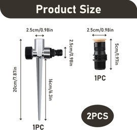 Aspersor de jardín Circular de 30° a 360° Con estaca de Metal Ajustable, Metall Rasensprinkler, Kreisregner Einstellbar, Einstellbarer Garten Sprinkler für Rasen, Automatisches Wassersprinkler