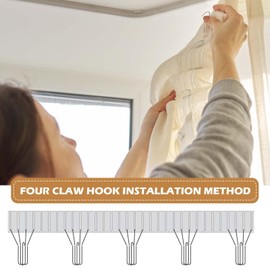 Pack of 60 curtain hooks, metal, stainless steel curtain hooks, 4 prong folding hooks for curtains, curtain hooks for rails for hanging, curtain pleated hooks, shower curtain hooks for curtain rings,