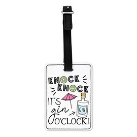 Gift Base Knock Knock It's Gin O'Clock Visual Luggage Tag with Black Strap
