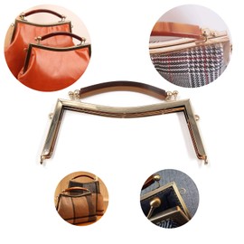 Semetall Metal Purse Frame 2Pcs 21cm/8.26" Arch Kiss Lock with Rubber Handle Metal Clasp Lock Frame for Handbag Coin Purse Decoration(Golden)