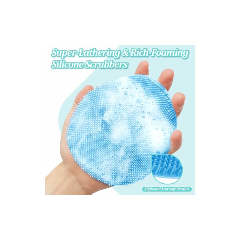 Juego Guantes Baño Suaves Exfoliantes Silicona Espalda Cuerpo Cabezal Cepillo