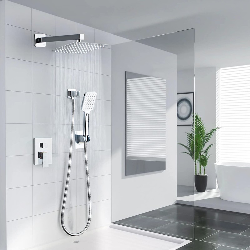 LCEVCGK Shower System, Shower Faucet Set Complete Square Rain Shower