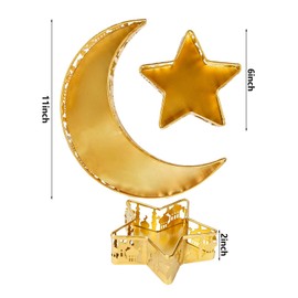 Cranight 2 PCS Ramadan Tray Decorations Moon Star Shaped Eid Mubarak Gift Box Dessert Tray Craft Islam Muslim Party Festival Table Decor,Temple
