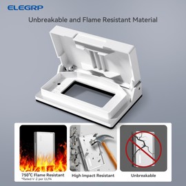 ELEGRP Horizontal Outdoor Cover for Decotative Receptacles, Weatherproof Wall Plate, Outdoor Electrical Outlet Cover, Standard Size 1-Gang 4.77” x 2.97”, Thermoplastic, 6 Pack, White