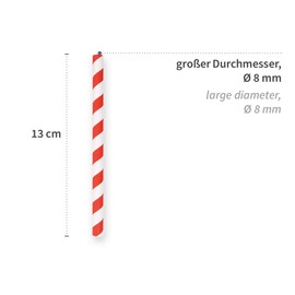 FRANZ MENSCH NatureStar Paper Drinking Straws, Cocktail Striped, FSC® Certified, Red/White, Length: 13 cm, Diameter: 0.8 cm, Paper Straws, Paper Straws, Stirrers, Pack of 3400