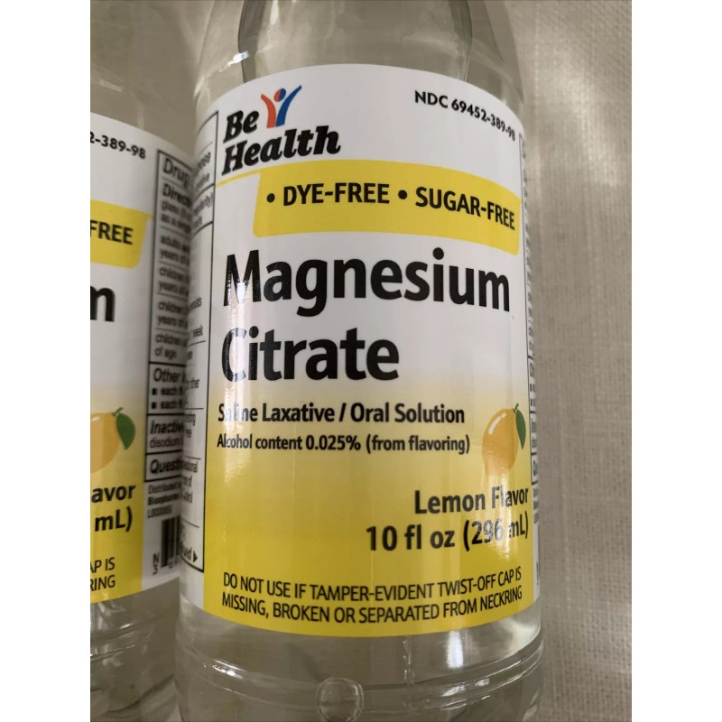 BE HEALTH 2-Pk Magnesium Citrate Oral Liquid Saline Laxative Lemon