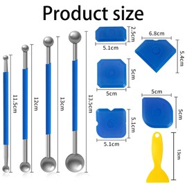 9 Stück Werkzeug Schaber Kit Fugenglätter Set, 4 Stück Metallkugel Abzieher und 5 Stück Silikon Fugenglätter,1 Schaber für Küchenfliesen, Silikonfugen abzieher Caulking Werkzeug Kit Fugenglätter Set