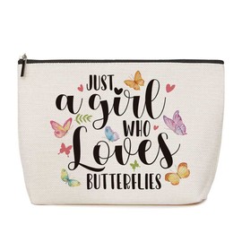 Butterfly Gifts for Women Butterfly Decor Just A Girl Who Loves Butterflies Makeup Bag Butterflies Lover Gift for Women Girls Birthday Christmas Graduation Gifts for Women Girls