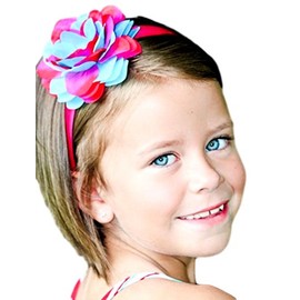 Funny Girl Designs Carly Rose Flower Headband (Hot Pink & Turquoise)