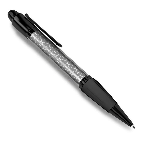 1 x Black Ballpoint Pen - en Honeycomb Bee Pattern