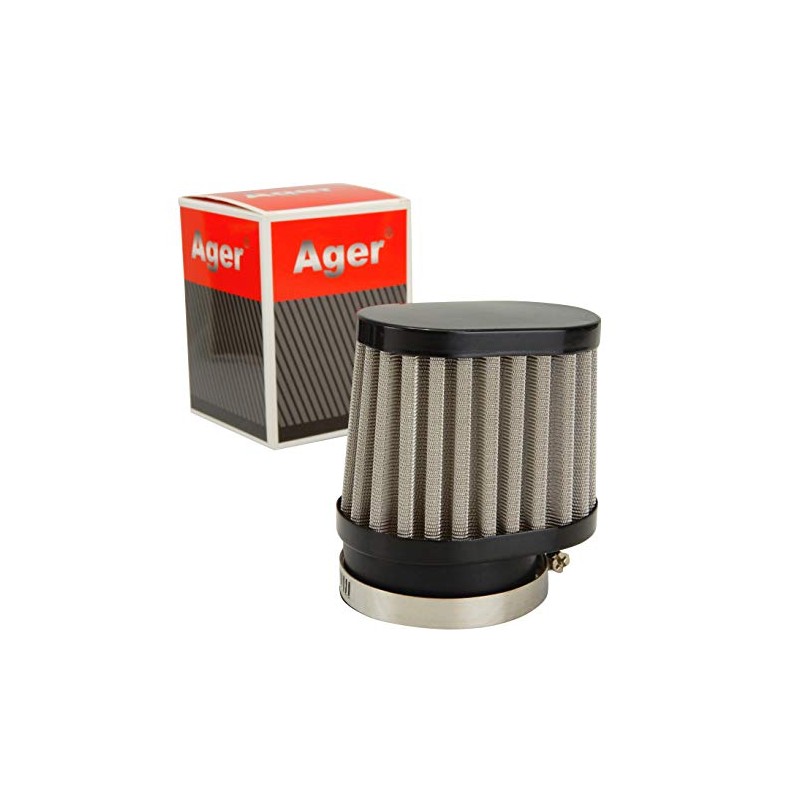 Ager 48mm Oval Power Filter, Stainless Steel, Black