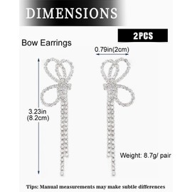 AORHOFJ 1 Pair of Earrings Hanging Crystal Stainless Steel Post Hypoallergenic Statement Earrings Women's Earrings Long Rhinestone Gifts for Women Girls Earrings Silver Hanging Drop Earrings Women
