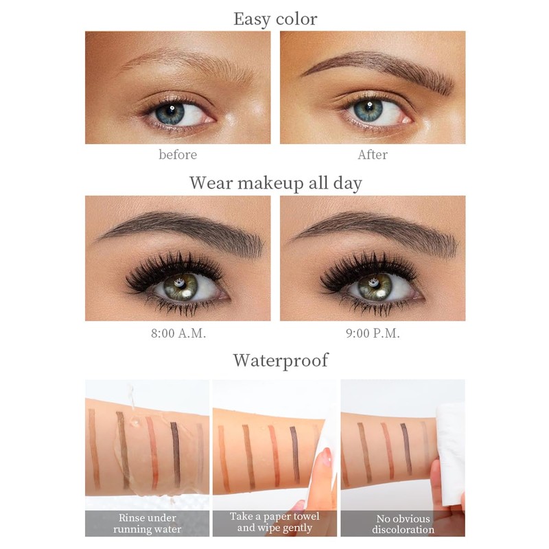 Eyebrow Pencil with 4 Tips, Micro Head, Liquid Eyebrow Microblading