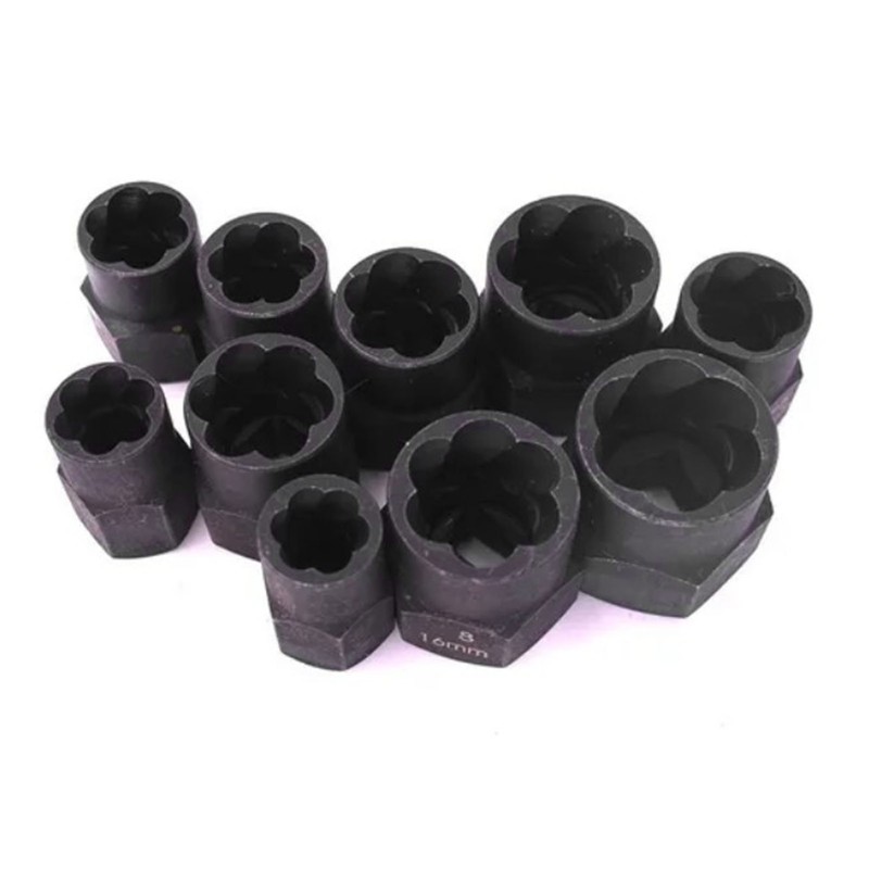 10 Pcs Bolt Extractor Set Strong Grip Chrome Vanadium Steel