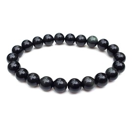 chengmu 8mm Rainbow Eye Obsidian Stretch Bracelet Round Stone Beads Semi Gemstone for Crystal Elastic Bracelet 7.5"