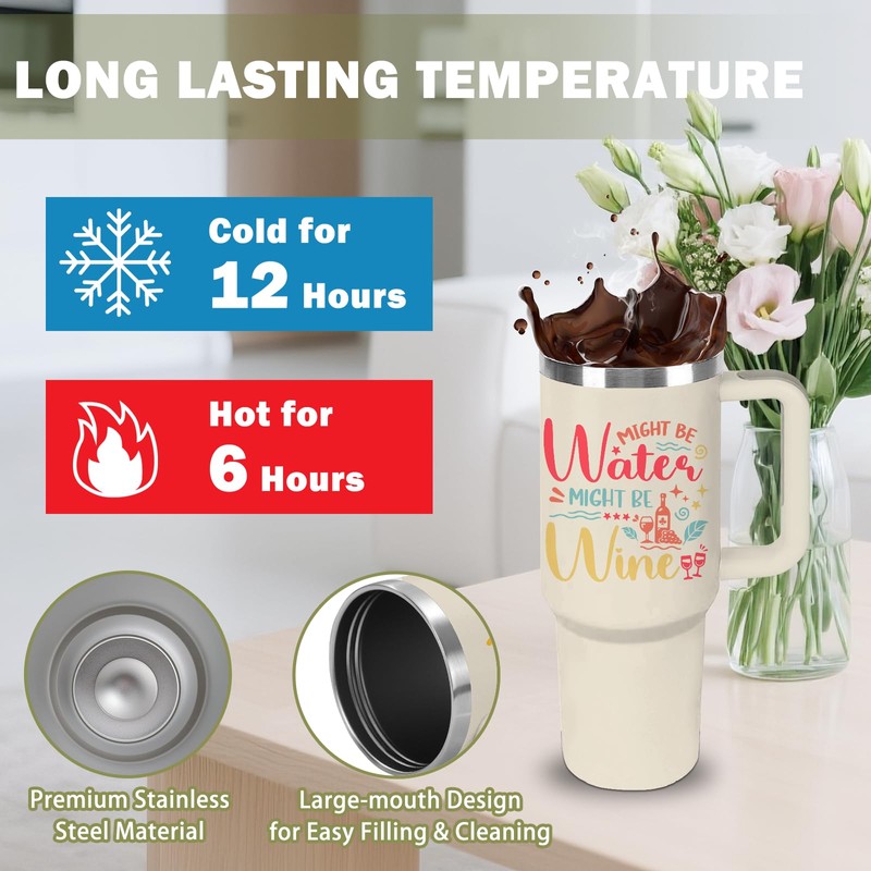 xiiai Wine Tumbler Gifts, 30 oz Tumbler with Handle and