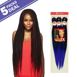 MULTI PACK DEALS! Outre Synthetic Hair Braids X-Pression Kanekalon 3X Pre Stretched Braid 52" (5-PACK, 2T1B/30)