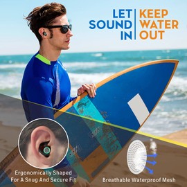 Hearprotek 2 Pairs of Ear Plugs Swimming, Ear Protection Swimming Ear Protection Water Ear Plugs for Adults for Swimmers, Shower, Pool, Bathing, Surfing (Black)