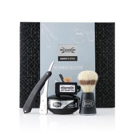 WILKINSON SWORD Barber's Style - The Pioneer Collection (Razor, 5 x Double Blades. Shaving Brush, Shaving Soap)