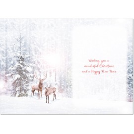 doodlecards Mum Christmas Card Deers in Forest Large A4 Size Christmas Card for Mum with Plain Envelope