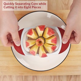 Asdirne - Juego de rebanador y descorazonador de manzana y cortador de frutas con cuchillas afiladas de acero inoxidable y asas ergonómicas antideslizantes, ideal para cortar una amplia gama de frutas