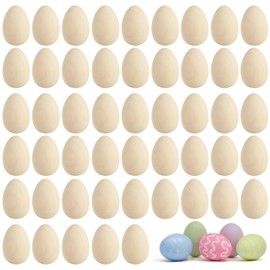 50 Pcs Mini Wooden Eggs, Kuchisity 1.3'' Unfinished Wooden Easter Eggs Mini Wooden Easter Eggs to Paint Unpainted Egg Model Artificial Eggs for DIY Painting Crafts