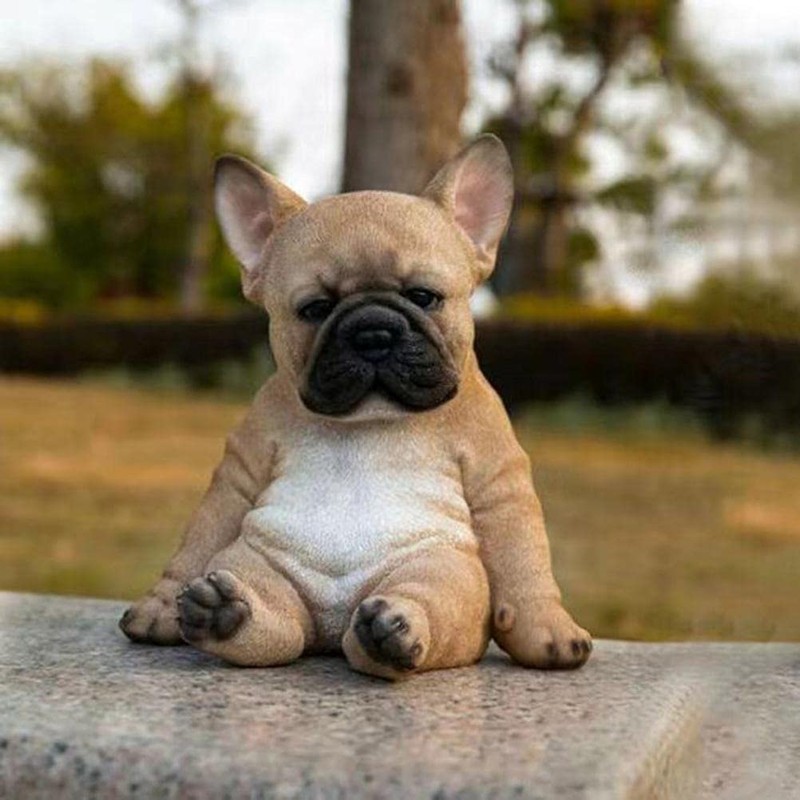 French Bulldog Statue Dog Figurine Resin Ornament Garden Decor Home