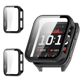 2-Pack Rc-Z Screen Protector Case for Garmin Venu X1 Smartwatch, Hard PC Bumper Built-in Tempered Glass Film Face Cover Replacement Accessories for Women Men, Black