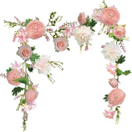 OrgMemory Garland Flower 180cm Wall Hanging Wisteria Artificial Rose Flower Fake Wisteria Wedding Ceremony 1 Piece for Home Office Home Table Wedding Decoration Photography (Champagne)