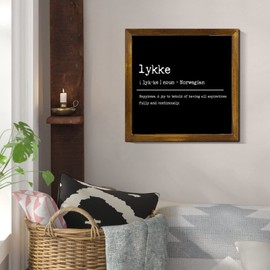 Farmhouse Bedoom Decor Lykke Definition Sign Lykke Dictionary Wall Art Quote Wooden Plaque With Frame Rustic Home & Office Decoration Thanksgiving Gift 7x7 Inch