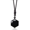 Collar De Obsidiana Con Dije Estrella Hexagrama Negra Fortuna Y