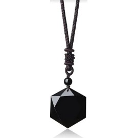 Collar De Obsidiana Con Dije Estrella Hexagrama Negra Fortuna Y Buena Suerte En Forma Hexagonal Joyeria Hombre Y Mujer Contra Energía Negativa Limpieza Espiritual Vikingo Tender Lihome 1 Pza