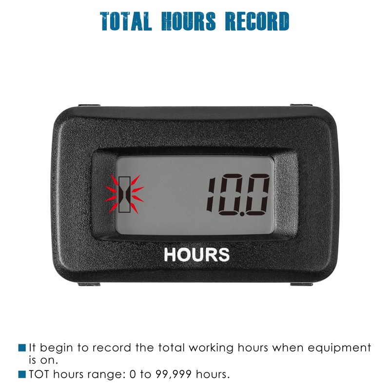 Runleader Digital Inductive Hour Meter, Waterproof Design for Lawn Mower