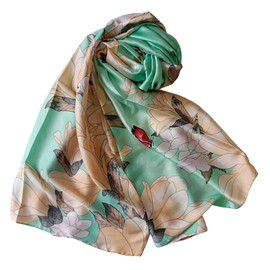 Traziewell Silk Scarf Womens Scarfs Clearance Large Silk Scarves for Women UK Long Ladies Satin Lightweight Flower Neck Wraps 6420