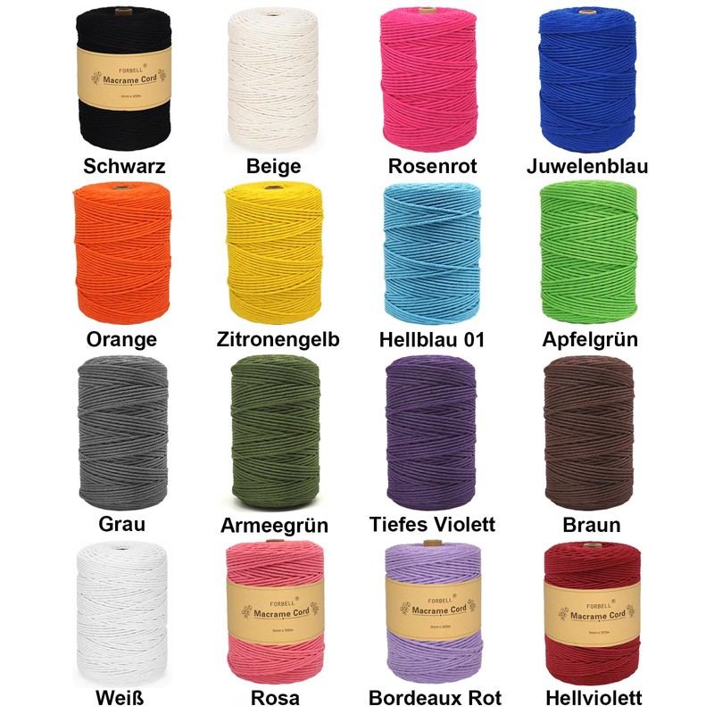 Macrame Yarn, 3 mm x 300 m Premium Cotton Yarn