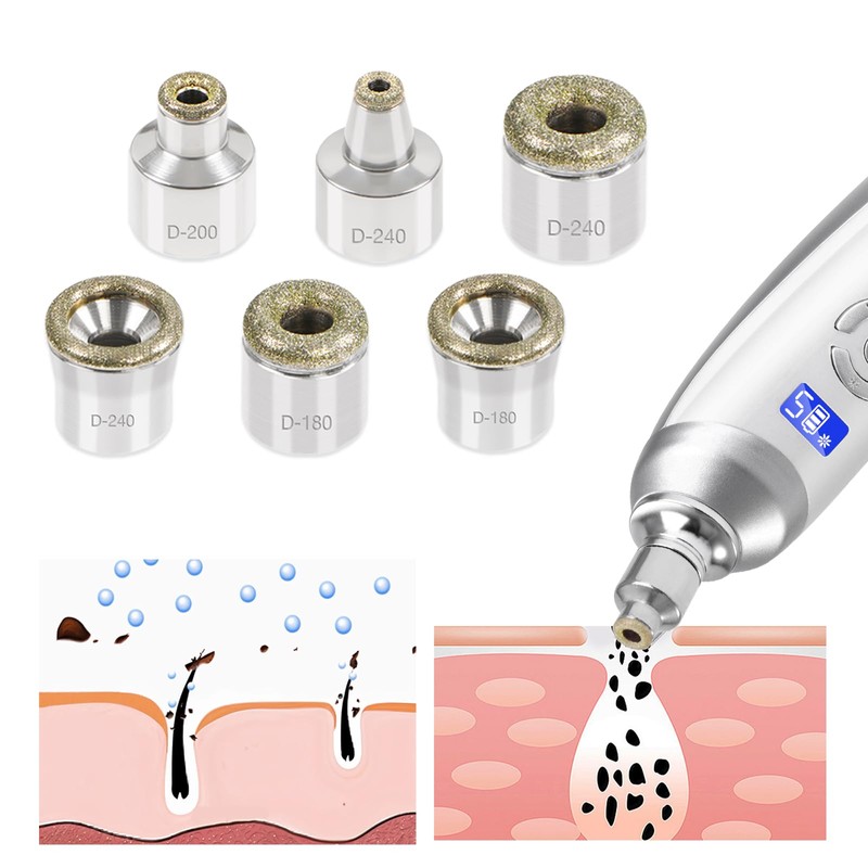 Dermabrasion Replacement Tips, 6 pcs Diamond Accessories for Diamond MachineTool,