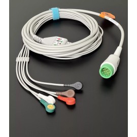 Genetic Physio-Control 11110-000029 Lifepak LP12 LP15 LP20 Compatible 5L Snap ECG Cable